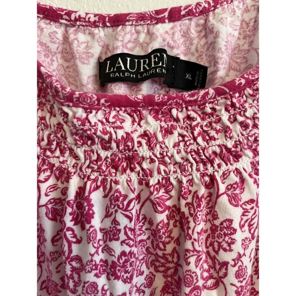Lauren Ralph Lauren Womens XL Pink Floral Scoop Neck Sleeveless Ruffle Hem - Picture 2 of 3
